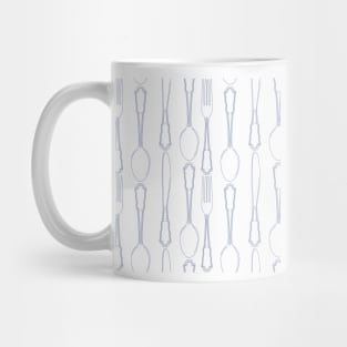 Hand drawn silverware icons seamless pattern background. Mug